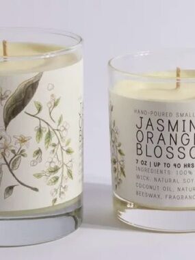 Jasmine Orange Blossom Scented Candle - White/Cream Glass
